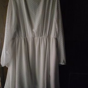 Torrid- Ivory Clipdot Chiffon Dress